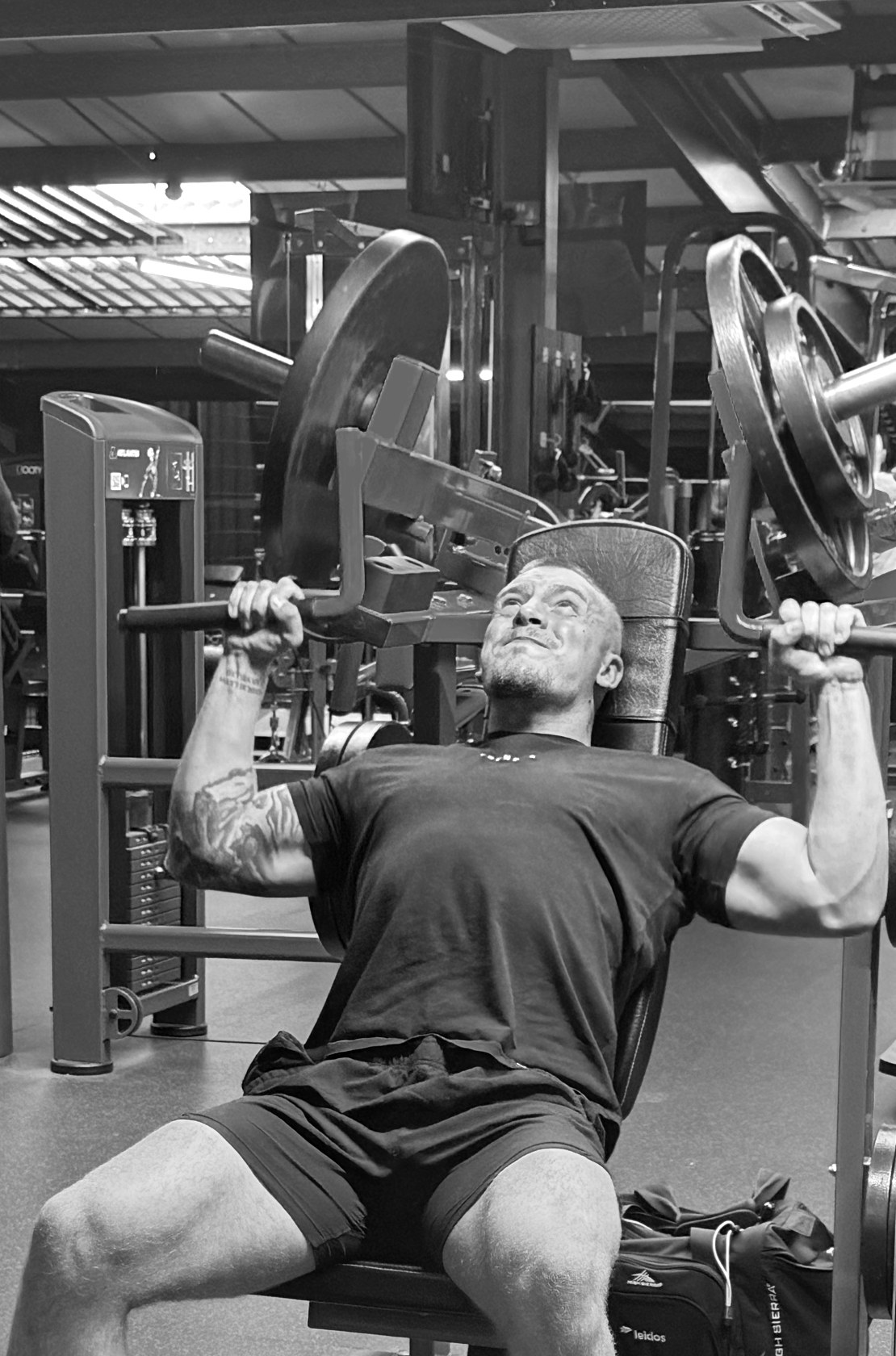 Cameron on the chest press